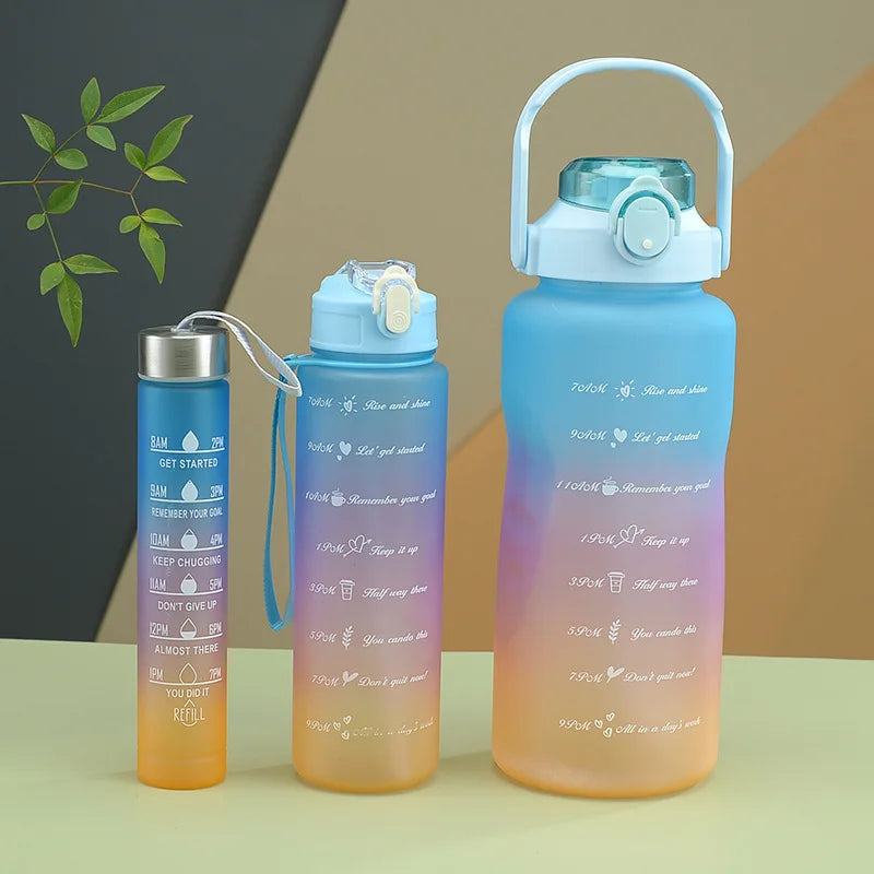 Motivational Sports Water Bottle 3-Piece Set – 280ml + 900ml + 2000ml – 10