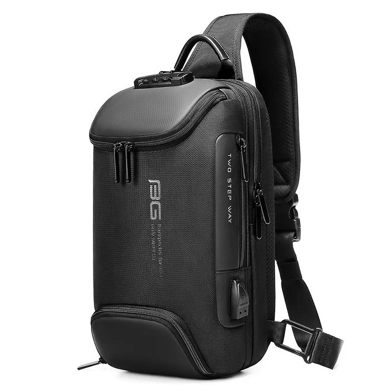 Mingao 7082 USB Anti-Theft Crossbody Sling Bag - Black