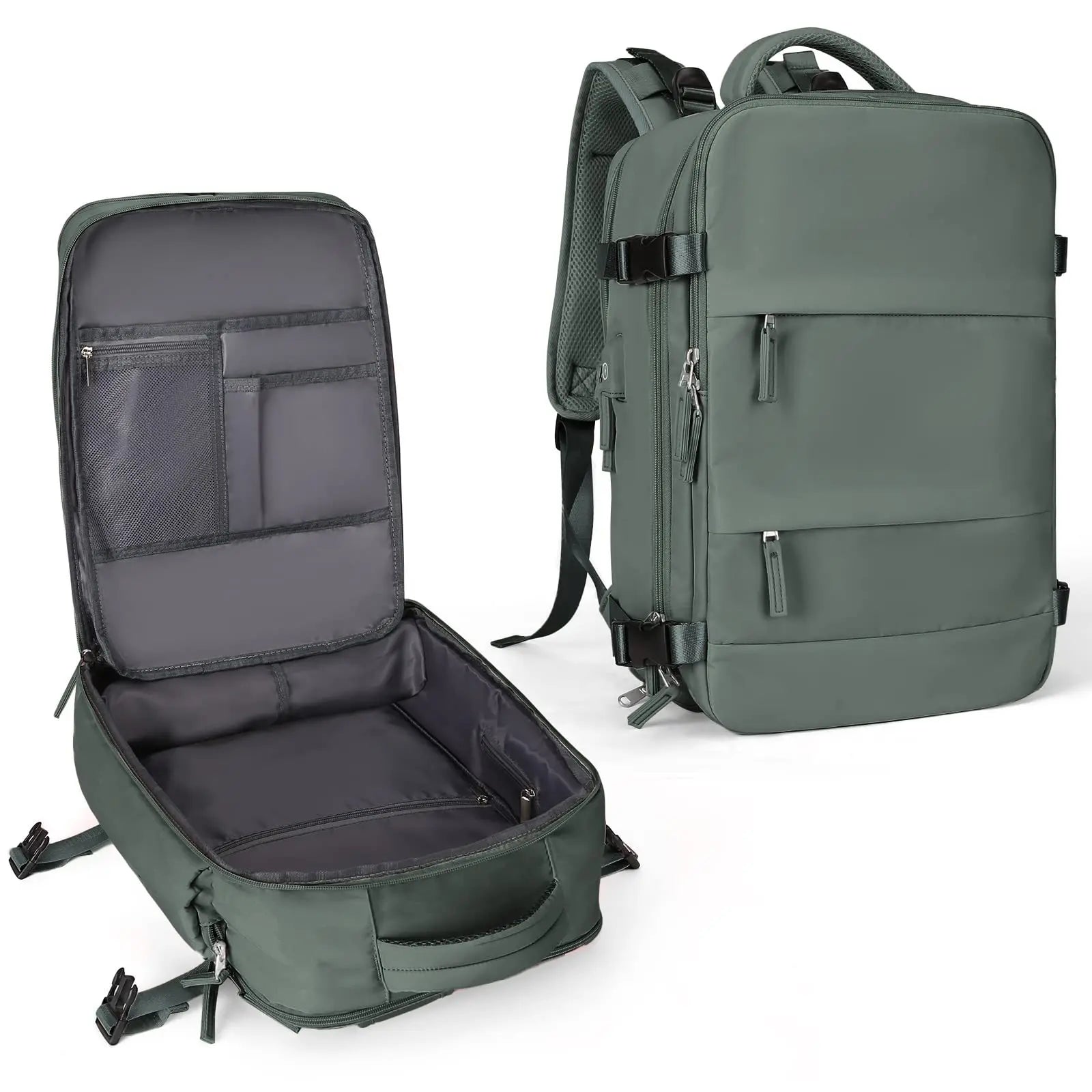 Praxidike travel backpack in dark green