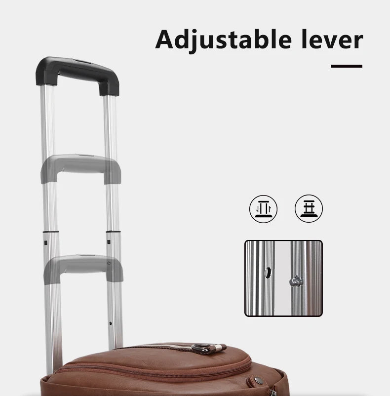 Mingao 233027-0 Wheeled PU Leather Garment Travel Duffle Bag - detail 4