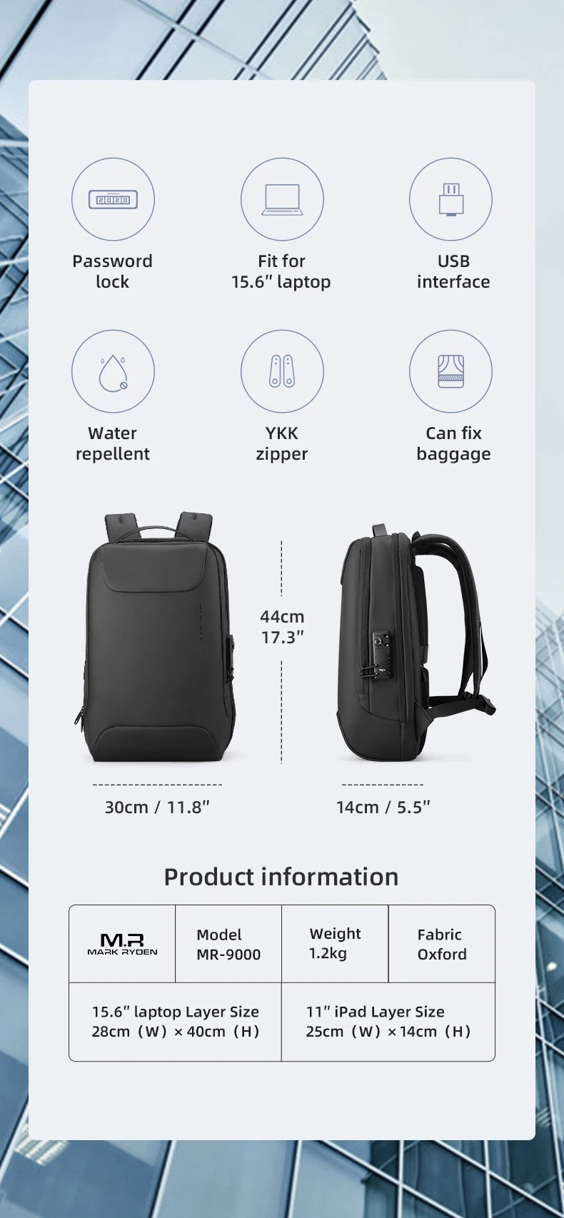 Mark Ryden Bayou MR-9000 Anti-Theft Oxford Backpack