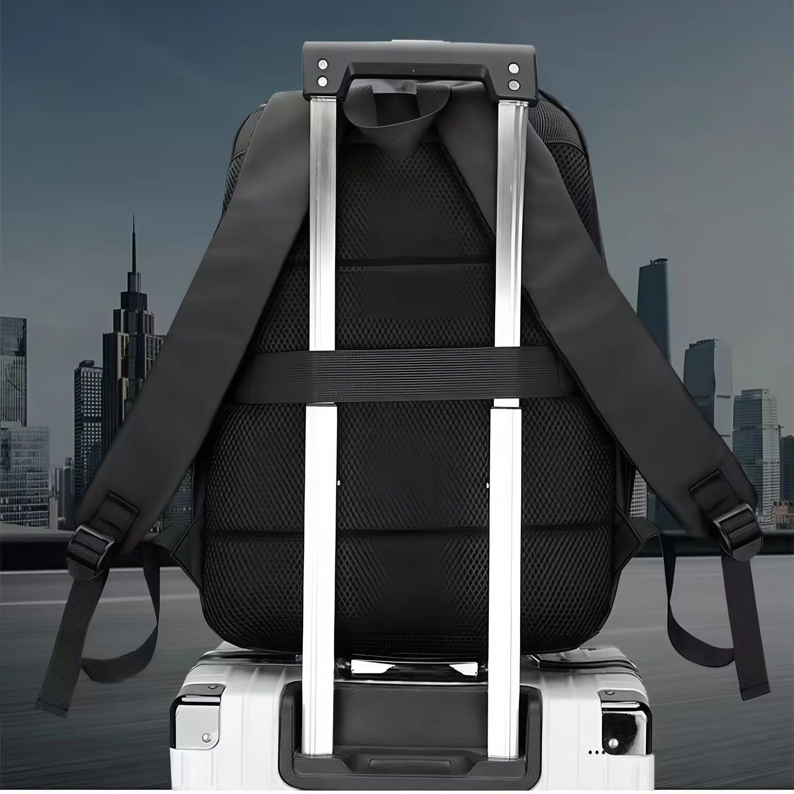 Faux leather laptop backpack color options