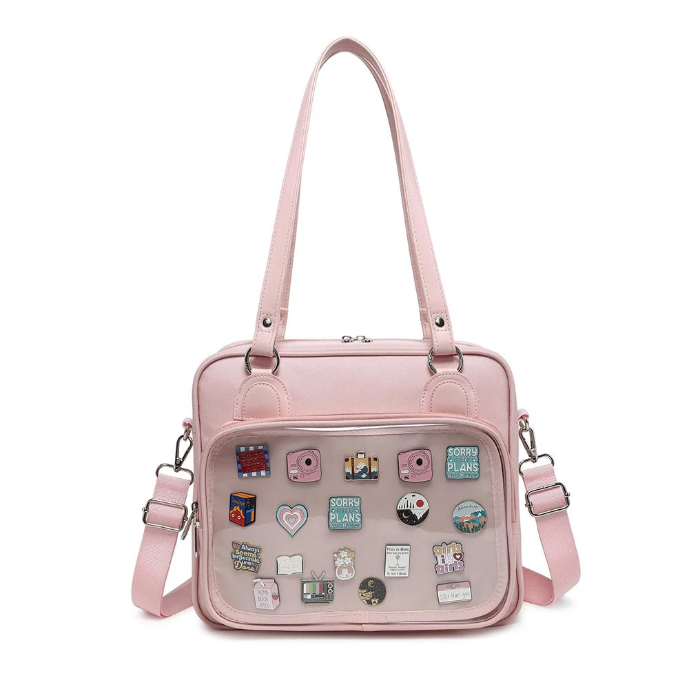 Backper Virgo Ita Badge Display Shoulder Bag — Hot Pink