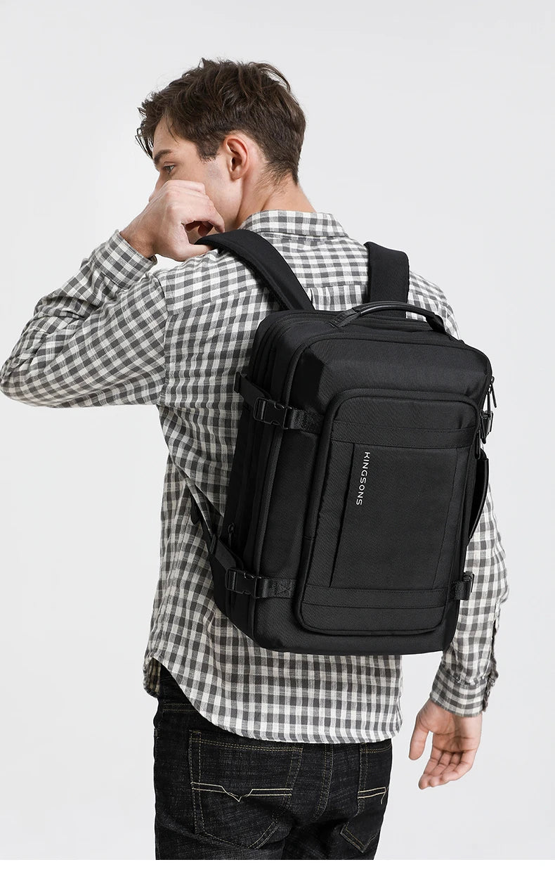 Kingsons KS3306W 17" Outdoor Air-Cushion Travel Backpack — USB Expandable Large-Capacity Laptop Bag