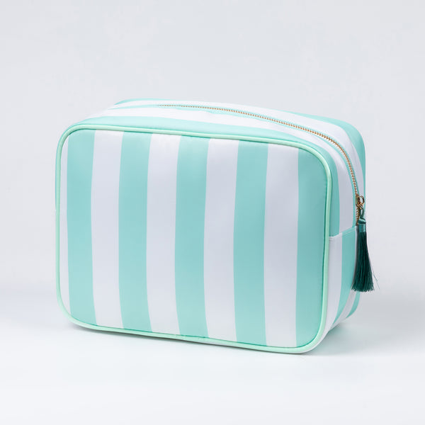 Backper Electra XL Striped Storage & Cosmetic Bag — Mint
