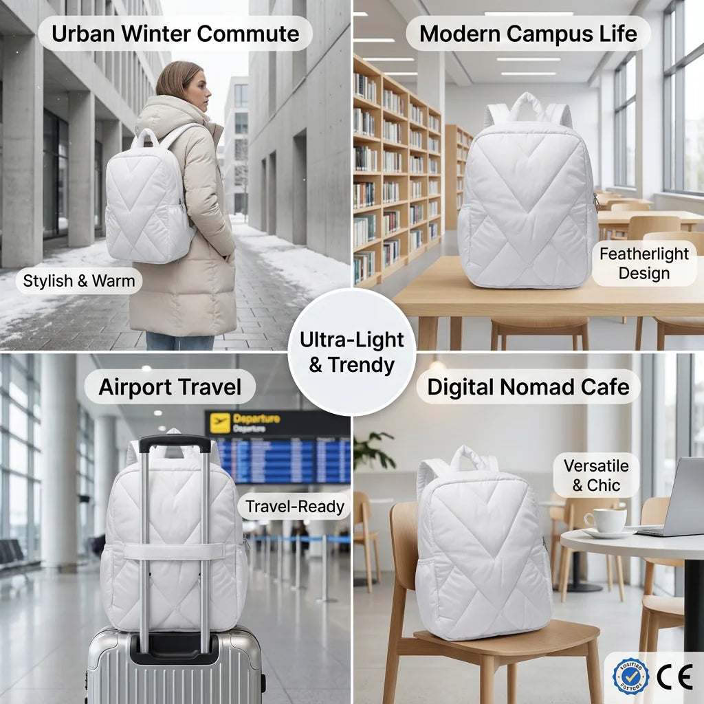 Backper Libra Puffer Backpack — side view