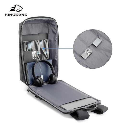 Kingsons men's waterproof school backpack — side detail