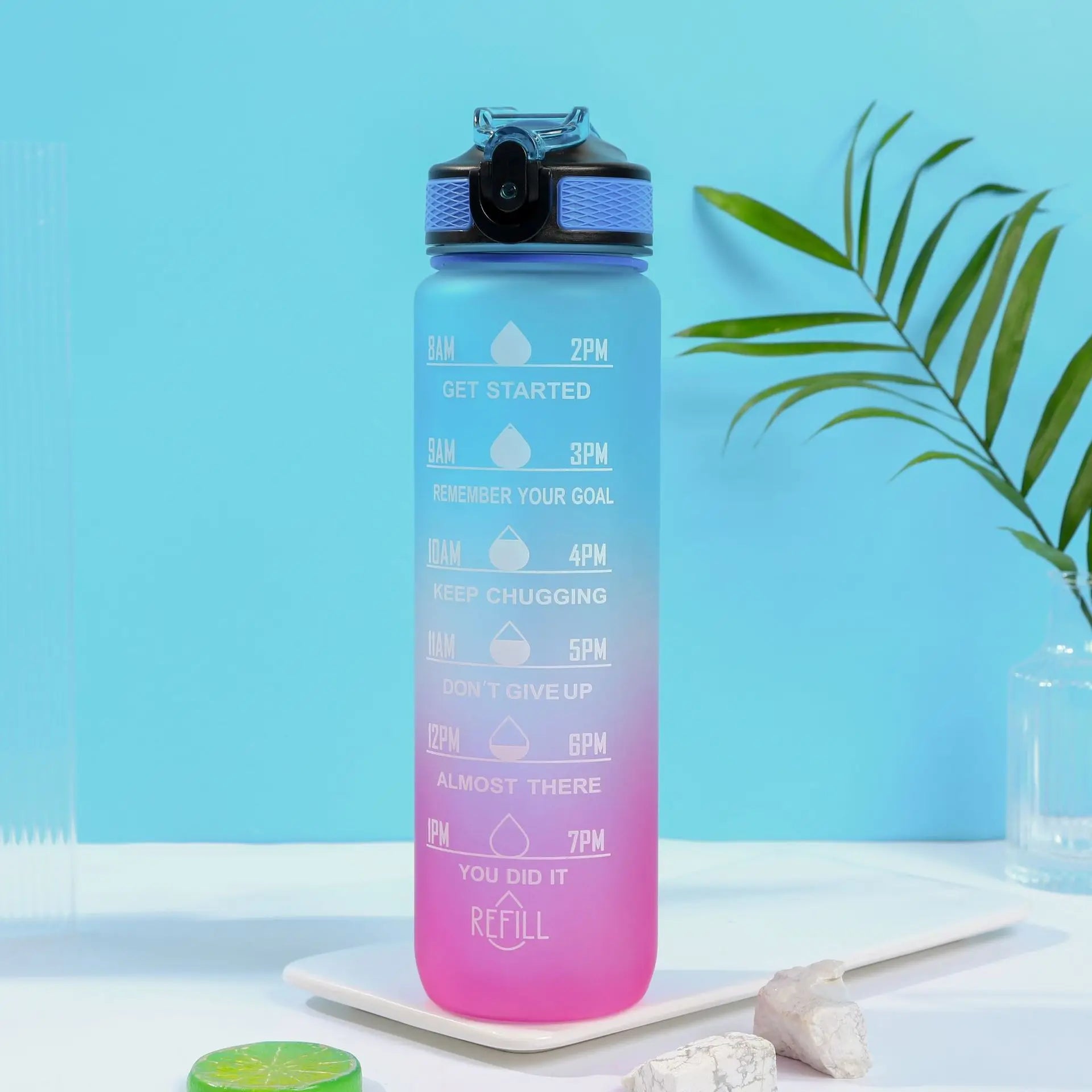 1L 32oz Fitness Motivational Water Bottle with Straw and Strainer – 18