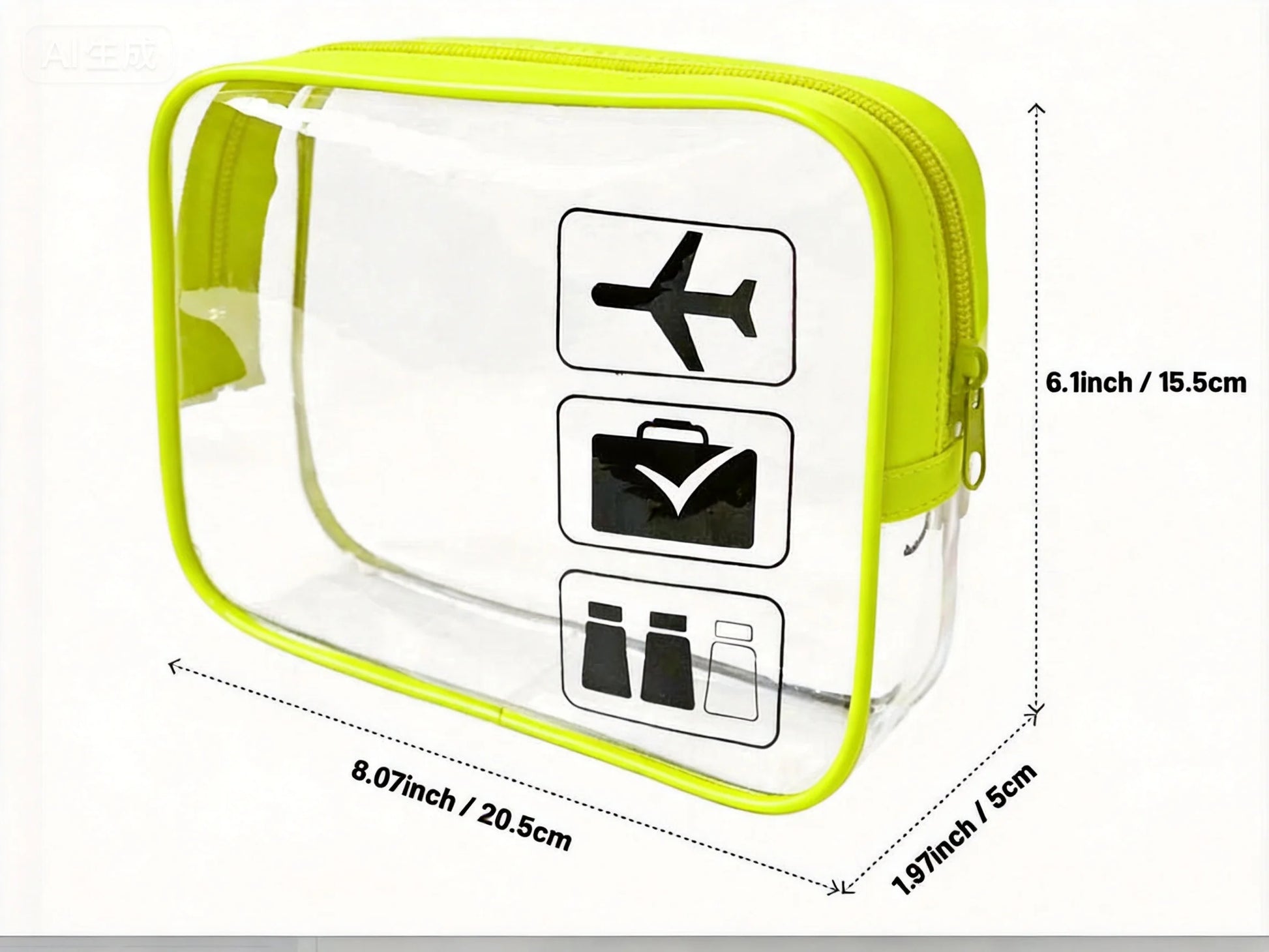 Backper Antlia Clear TSA Toiletry Bag — Fluorescent Yellow