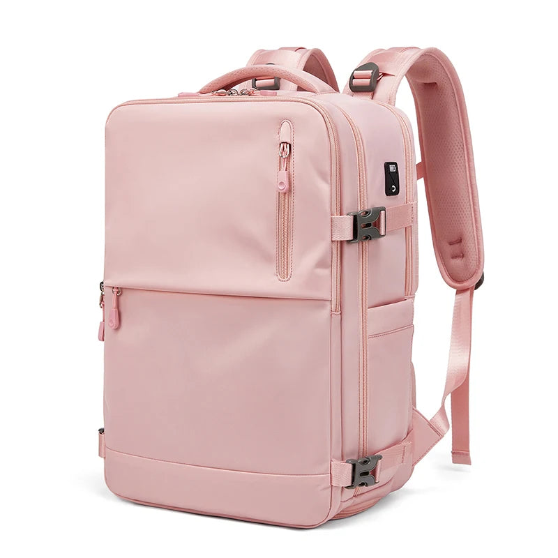 Mingao 231048 Fashion Travel Laptop Backpack with Shoe Compartment - Pink