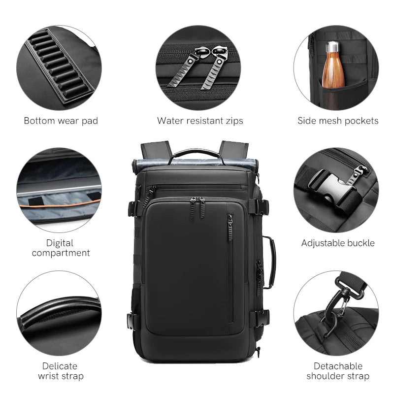 Kingsons men's USB charging travel backpack — front view