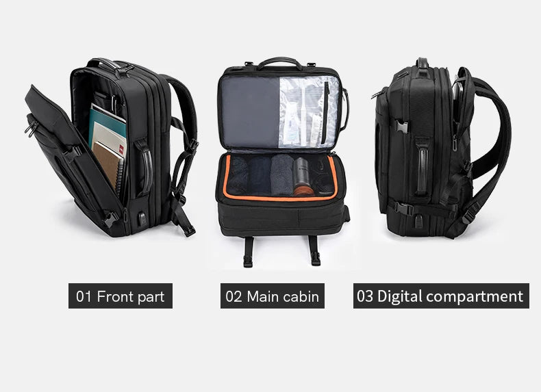 Kingsons KS3306W 17" Outdoor Air-Cushion Travel Backpack — USB Expandable Large-Capacity Laptop Bag
