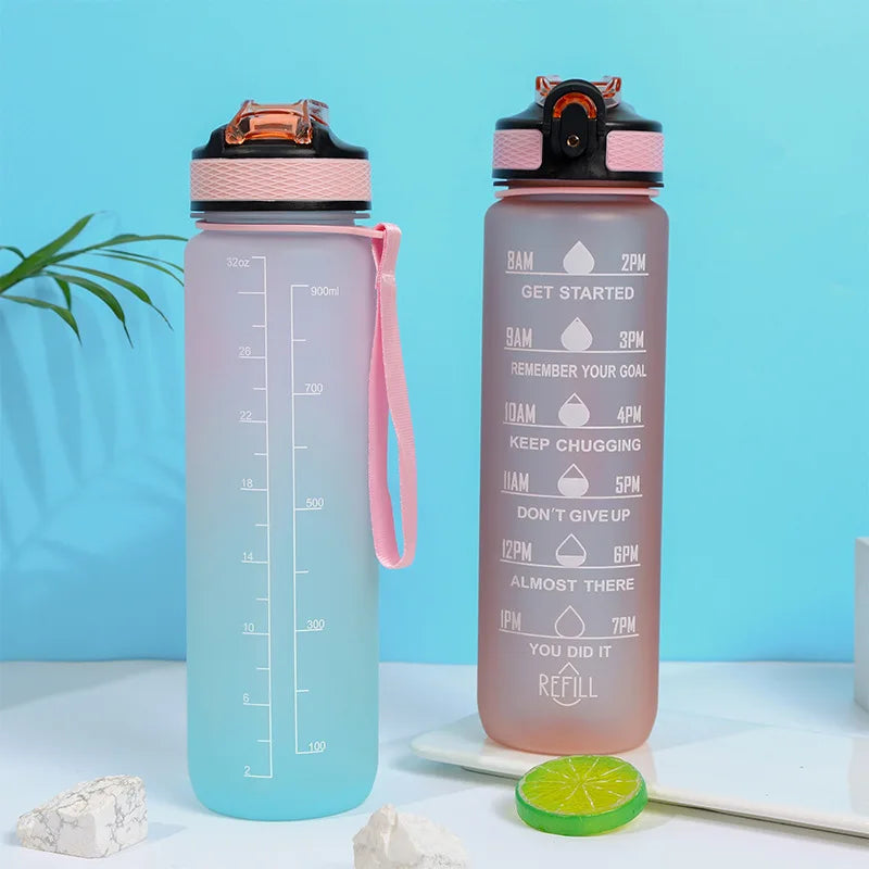 1L 32oz Fitness Motivational Water Bottle with Straw and Strainer – 7
