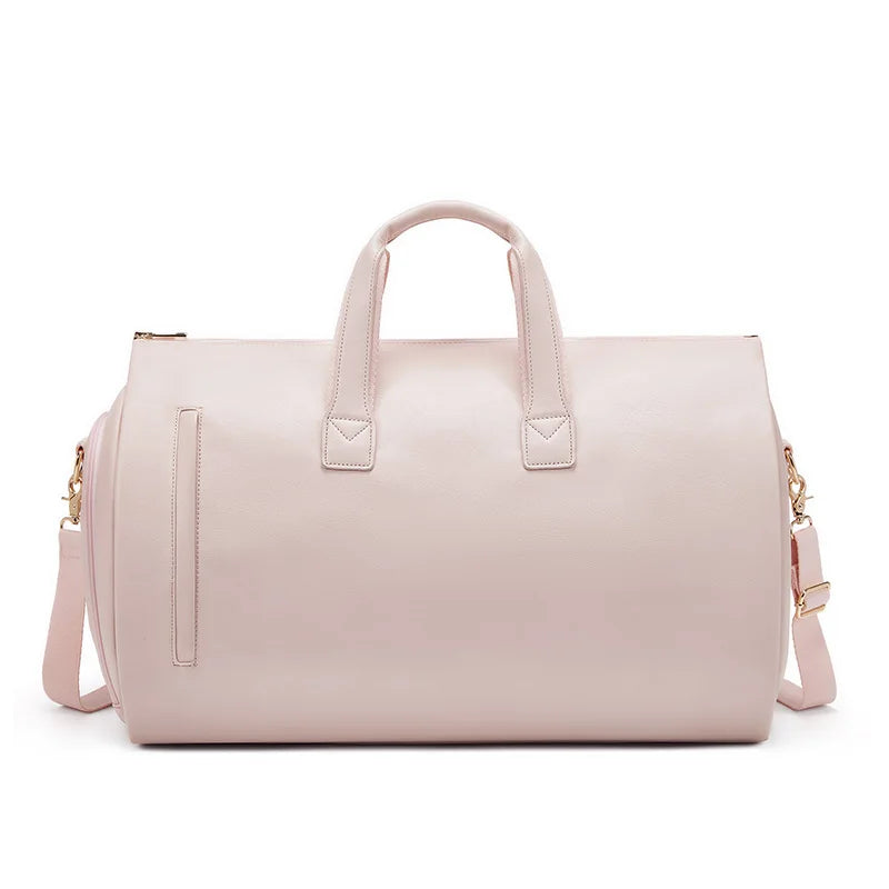 Mingao 209 PU Leather Gym Travel Duffle Bag with Shoe Compartment - Pink