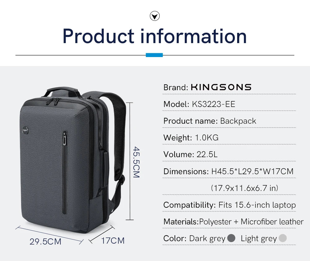 Kingsons KS3223-EE Large Business Waterproof Backpack