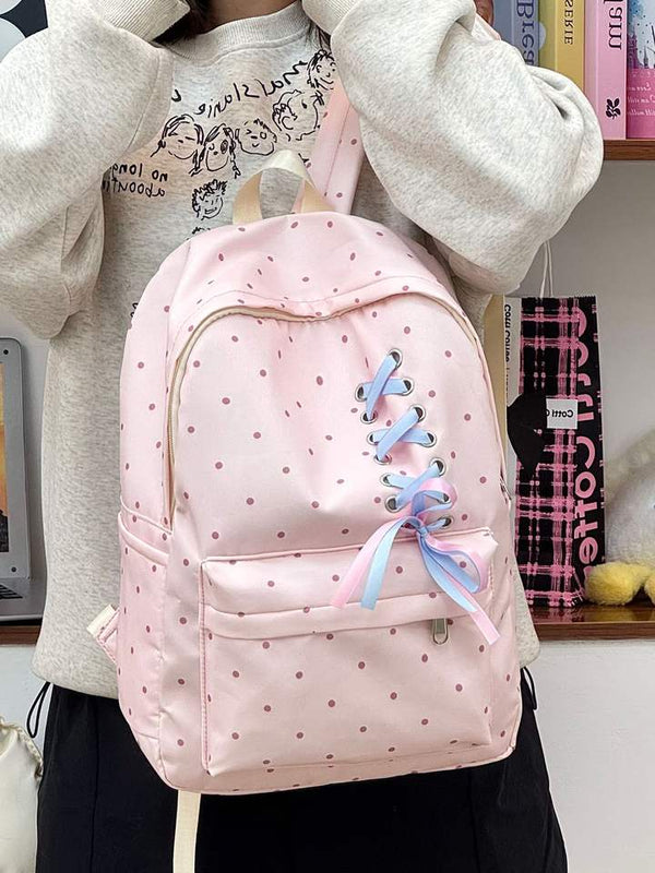 Obsidian SJ892929SCH bow polka dot backpack front