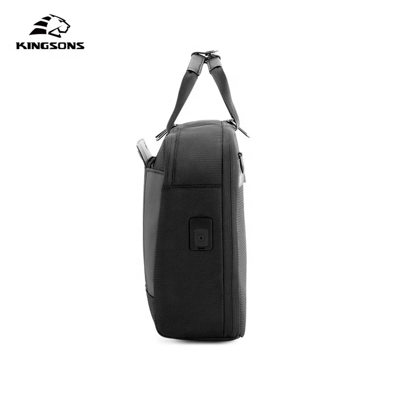 Kingsons men's USB charging laptop backpack — side detail
