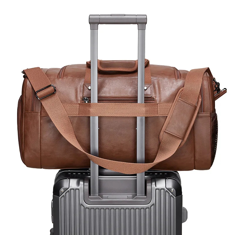 Mingao 401 PU Leather Business Travel Duffle Bag with Shoe Compartment