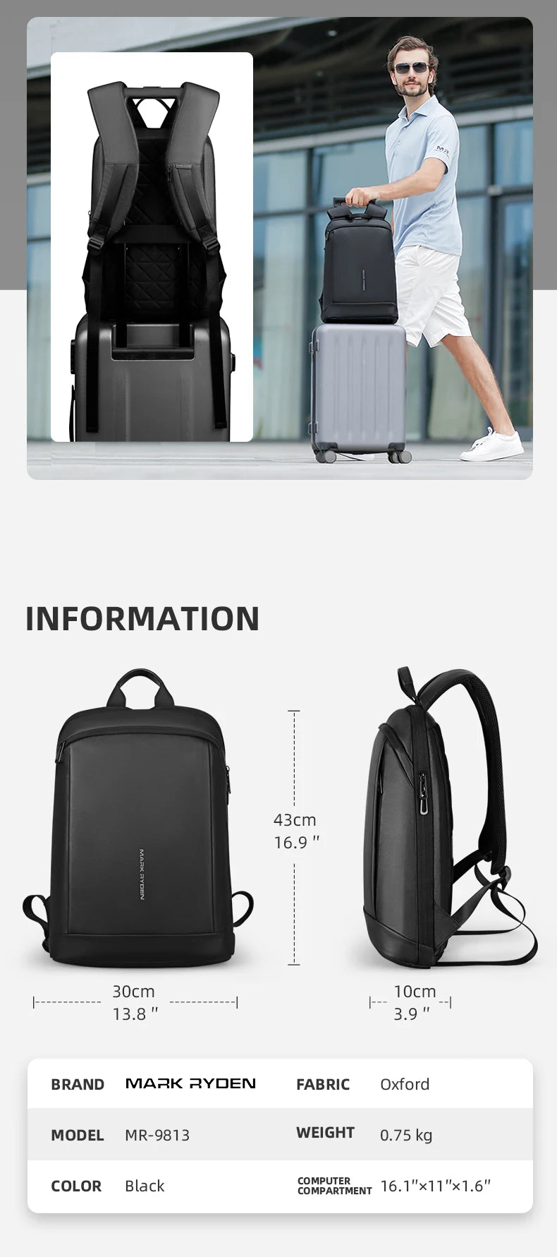 Mark Ryden Indus MR9813 Anti-Theft Oxford Backpack