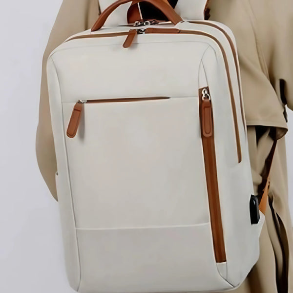 Lightweight travel laptop backpack with USB front view