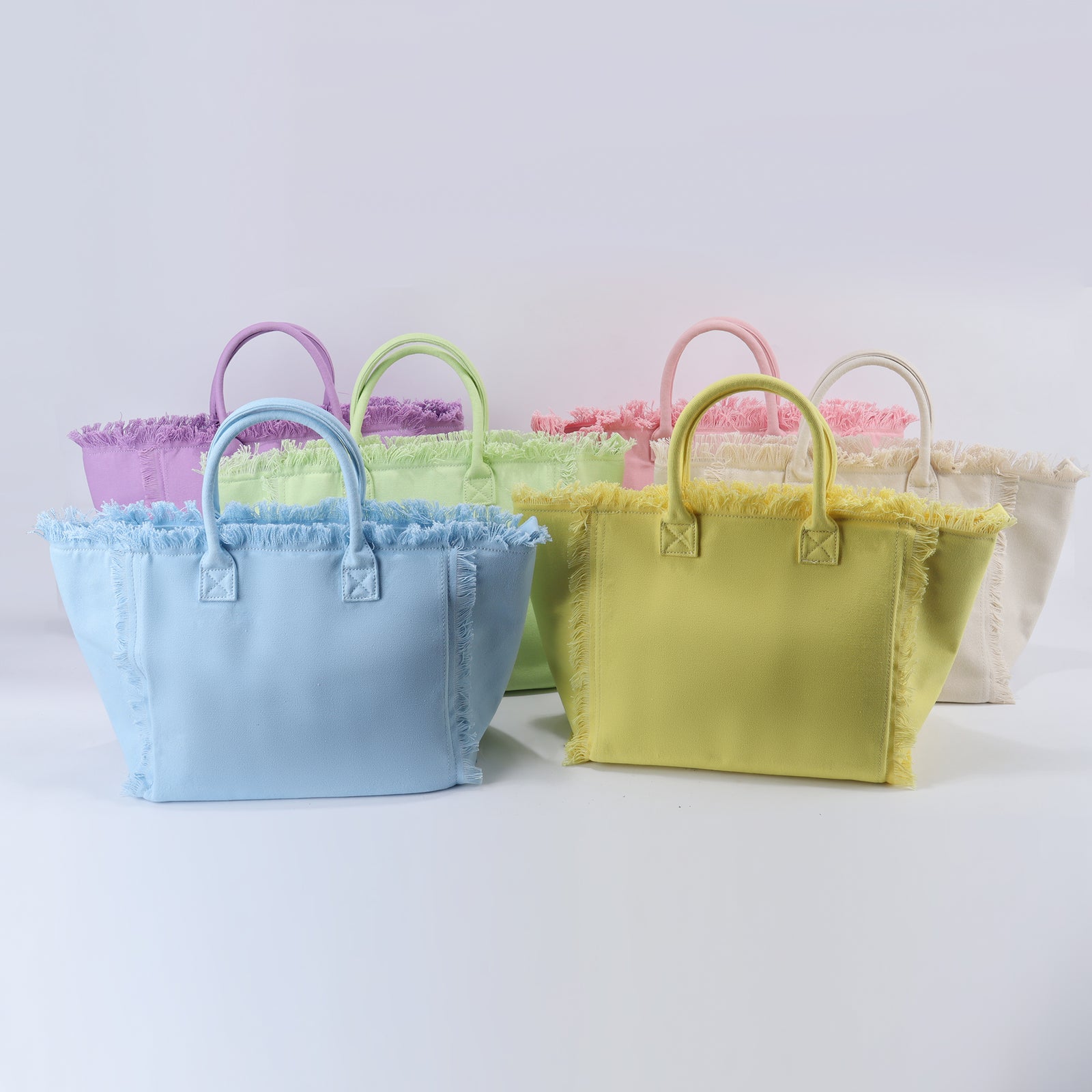 Backper Pavo KM2707 fringe canvas shopping tote detail