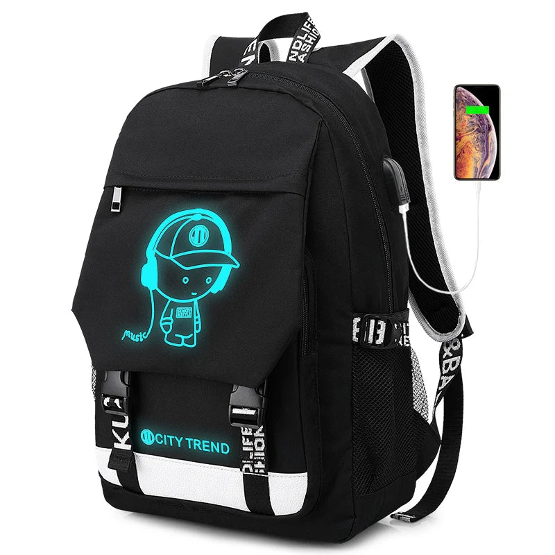 Mingao 056 Waterproof Anti-Theft Student School Backpack - Black-M
