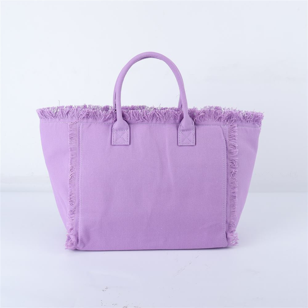 Backper Orion Fringe Canvas Beach Weekender — Purple