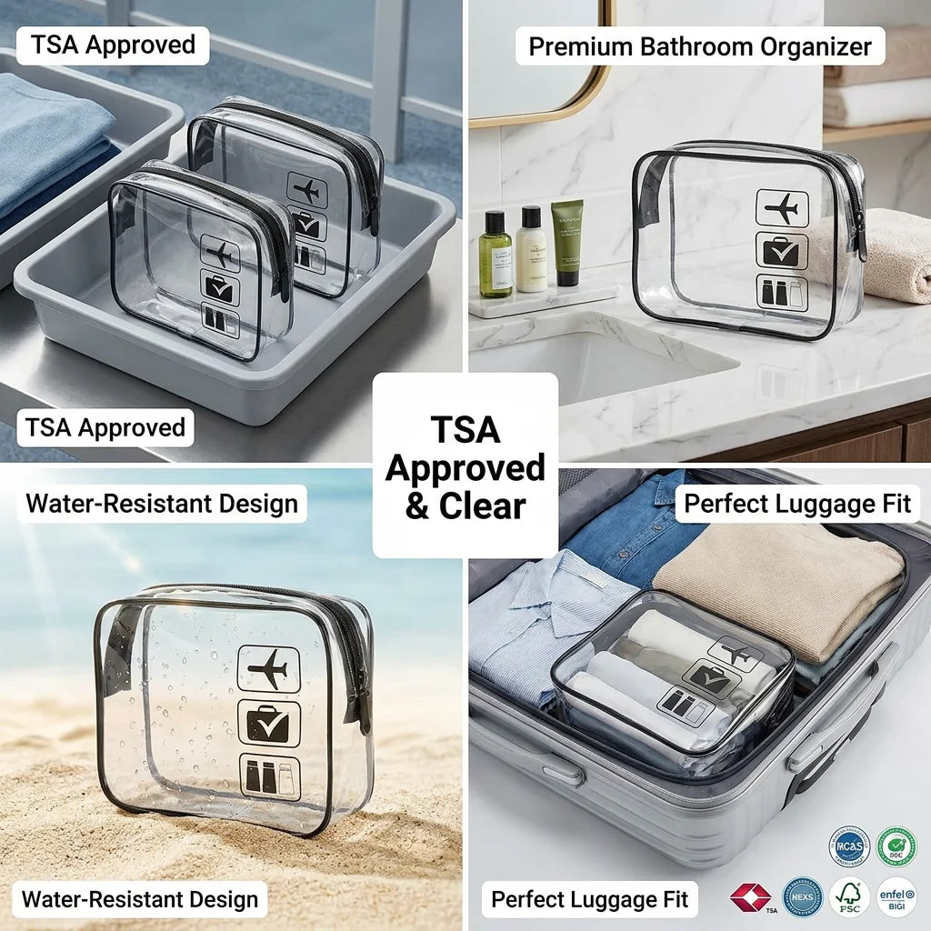Backper Antlia Clear TSA Toiletry Bag — angle view