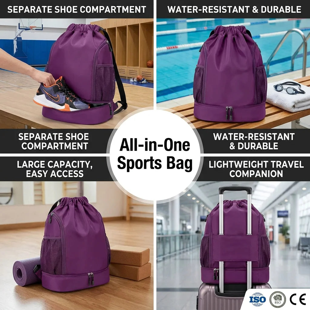 Backper Vega Drawstring Gym Bag — angle view