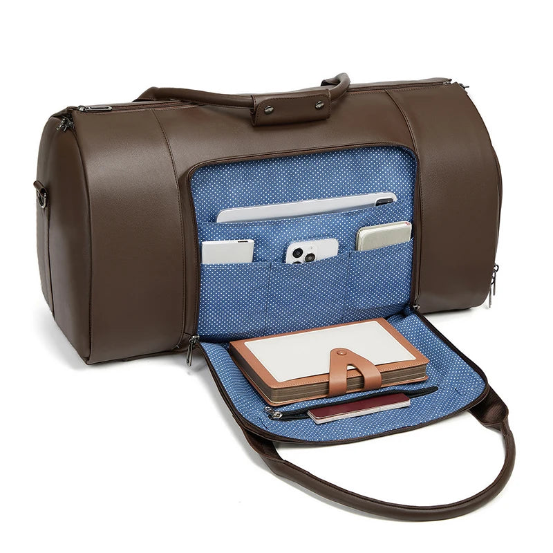 Mingao 2408 PU Leather Weekender Duffle Bag with Shoe Compartment - 3