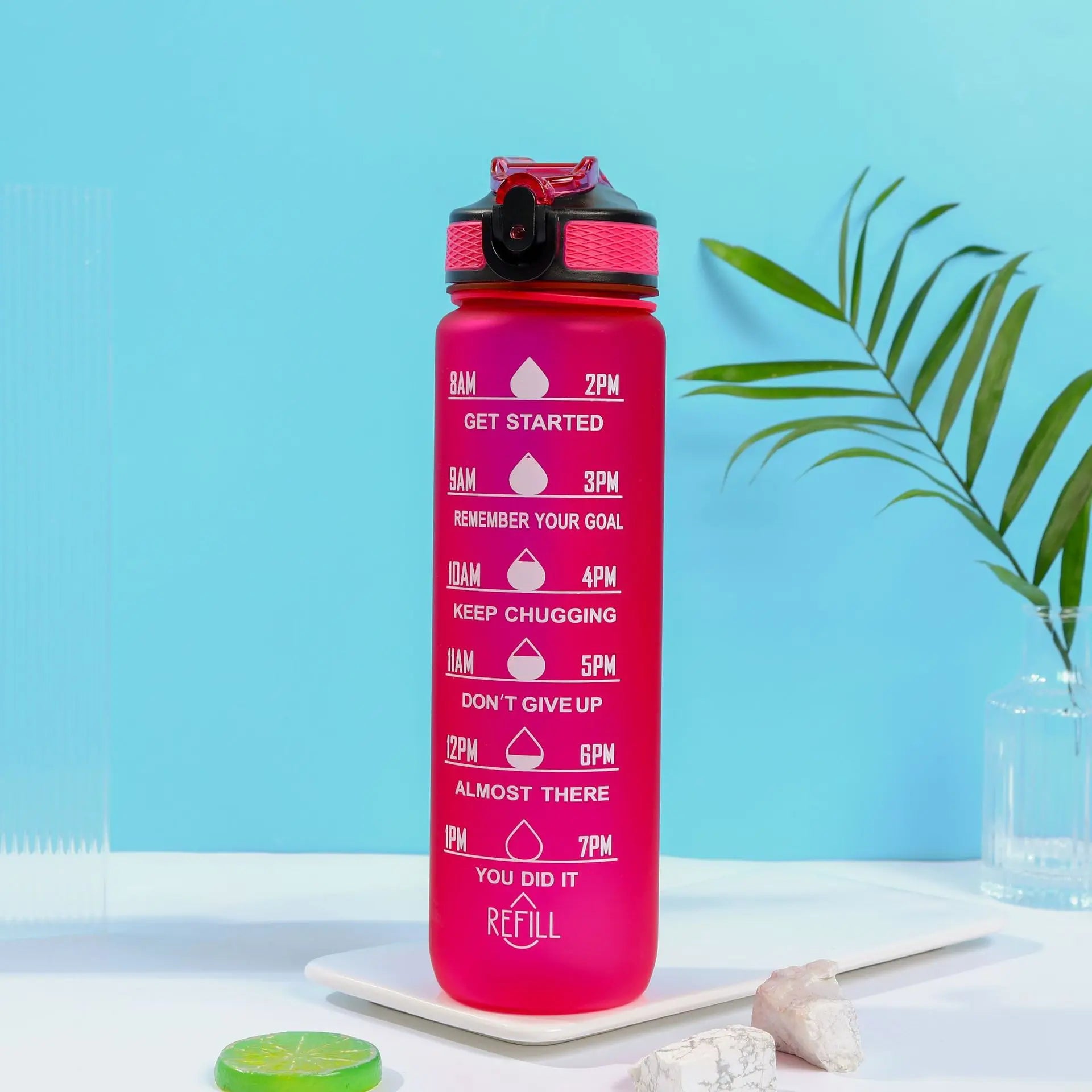 1L 32oz Fitness Motivational Water Bottle with Straw and Strainer – 15