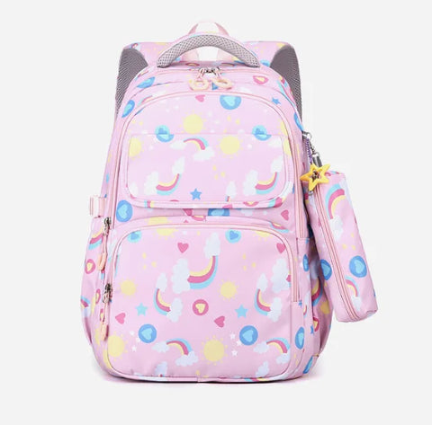 3-in-1 Cartoon Nylon School Backpack Set with Lunch Box (Hyacinth SJ8019SCH) Senjia
