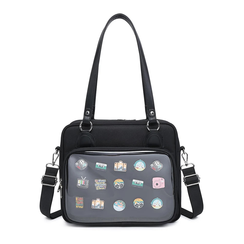 Backper Virgo Ita Badge Display Shoulder Bag — Black