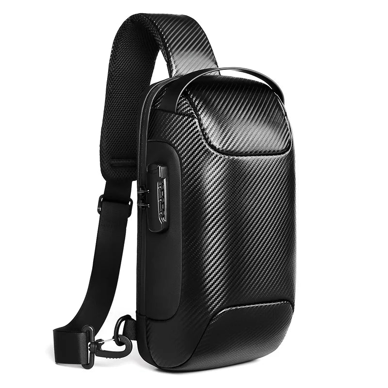 Mingao 22085-P Carbon Fiber Waterproof Crossbody Sling Bag