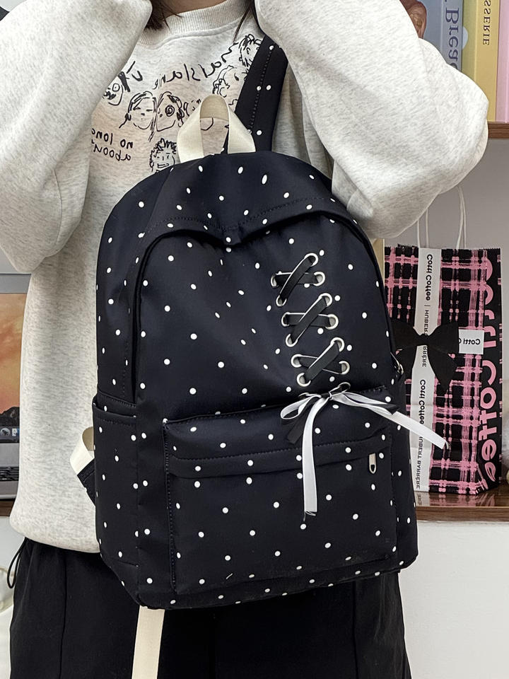 Obsidian SJ892929SCH bow polka dot backpack back panel