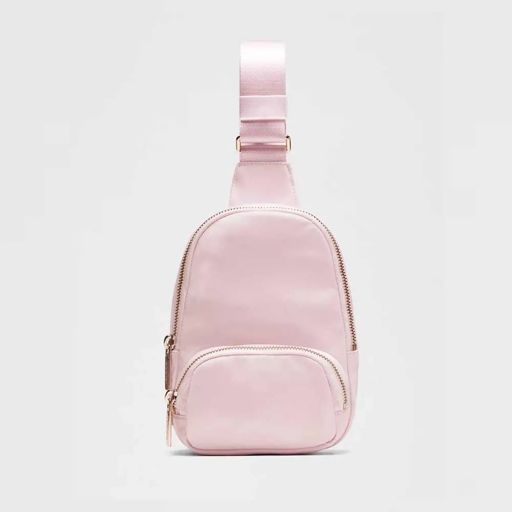 Backper Meissa Letter-Print Waist Bag — Pink