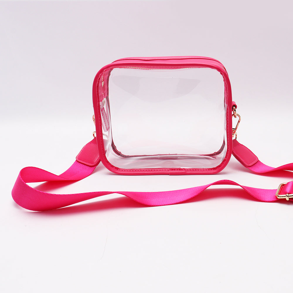 Backper Lyra Clear PVC Stadium Crossbody Sling — Hot Pink