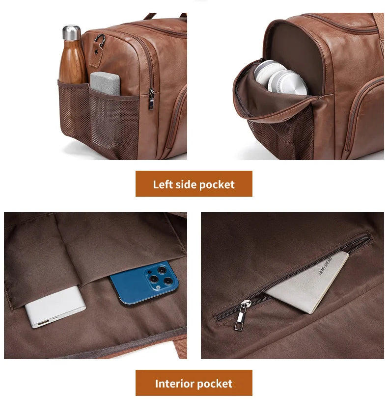 Mingao 401 PU Leather Business Travel Duffle Bag with Shoe Compartment - detail 2