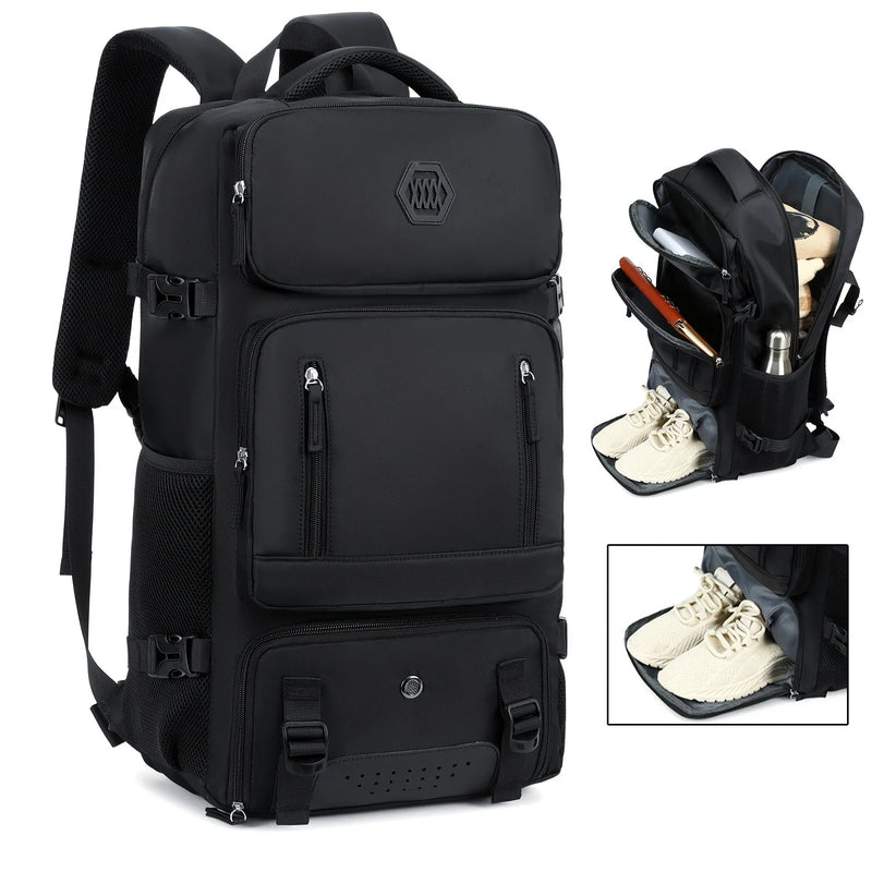 Expandable travel backpack side profile