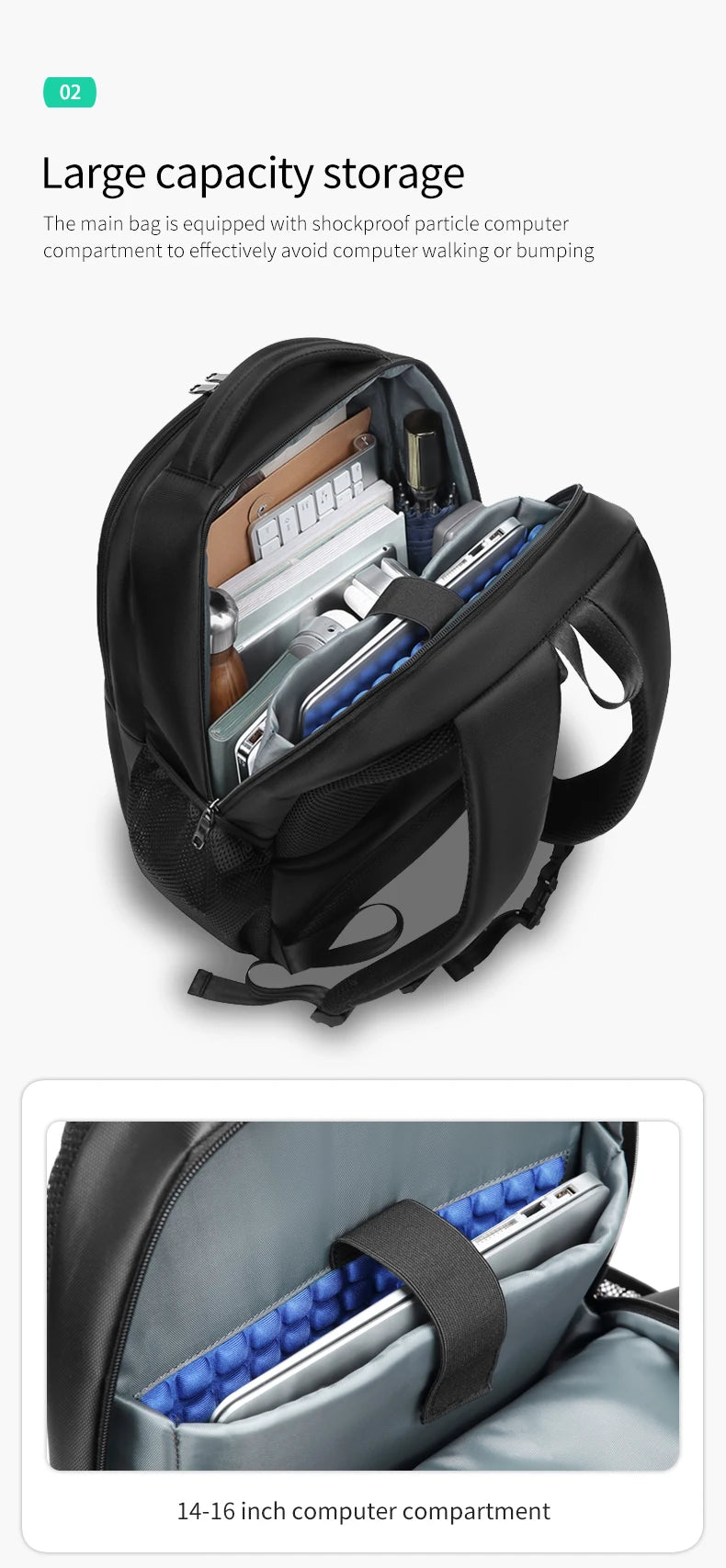 Mingao 2501-1 Waterproof Business School Laptop Backpack - detail 4