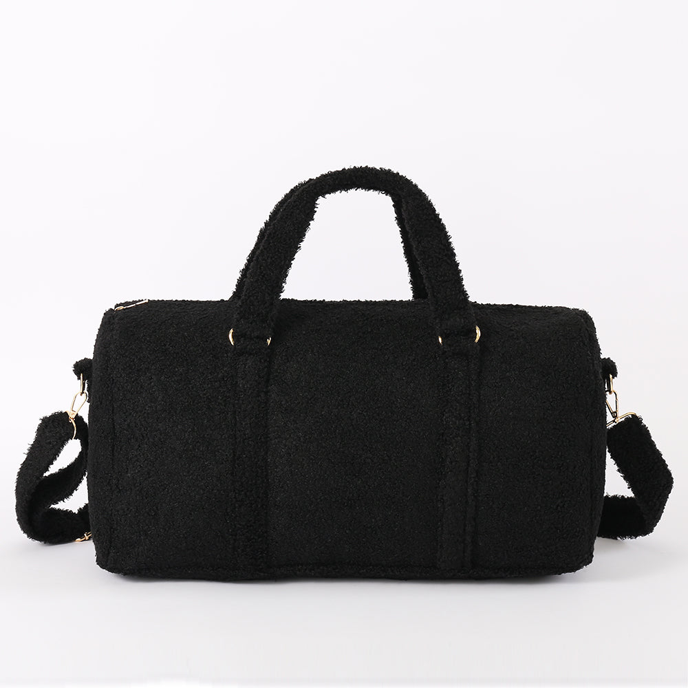 Backper Columba Furry Teddy Sherpa Weekender Duffle — Black
