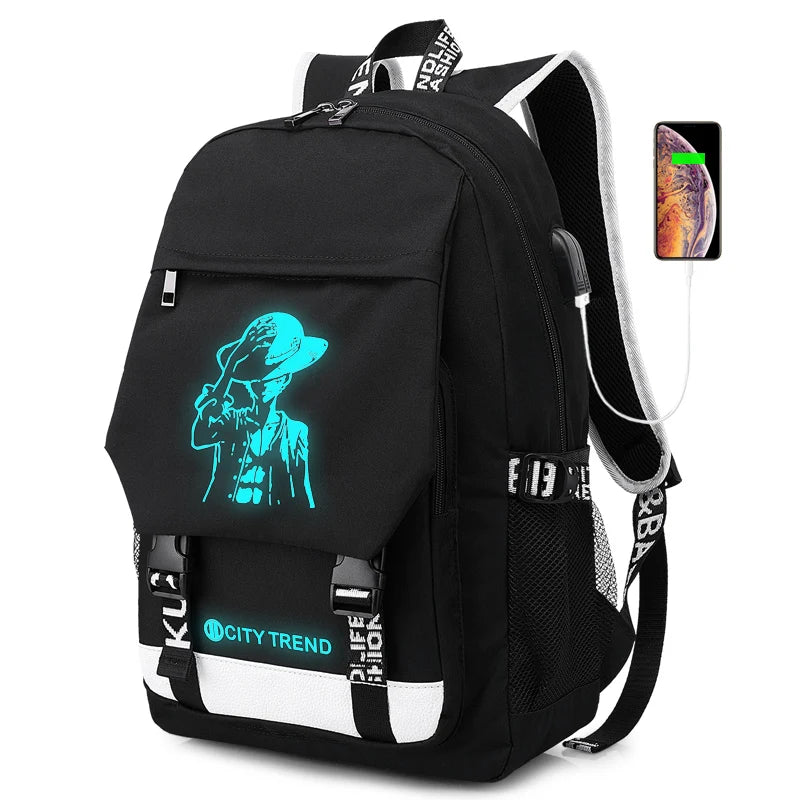 Mingao 056 Waterproof Anti-Theft Student School Backpack - Black-H