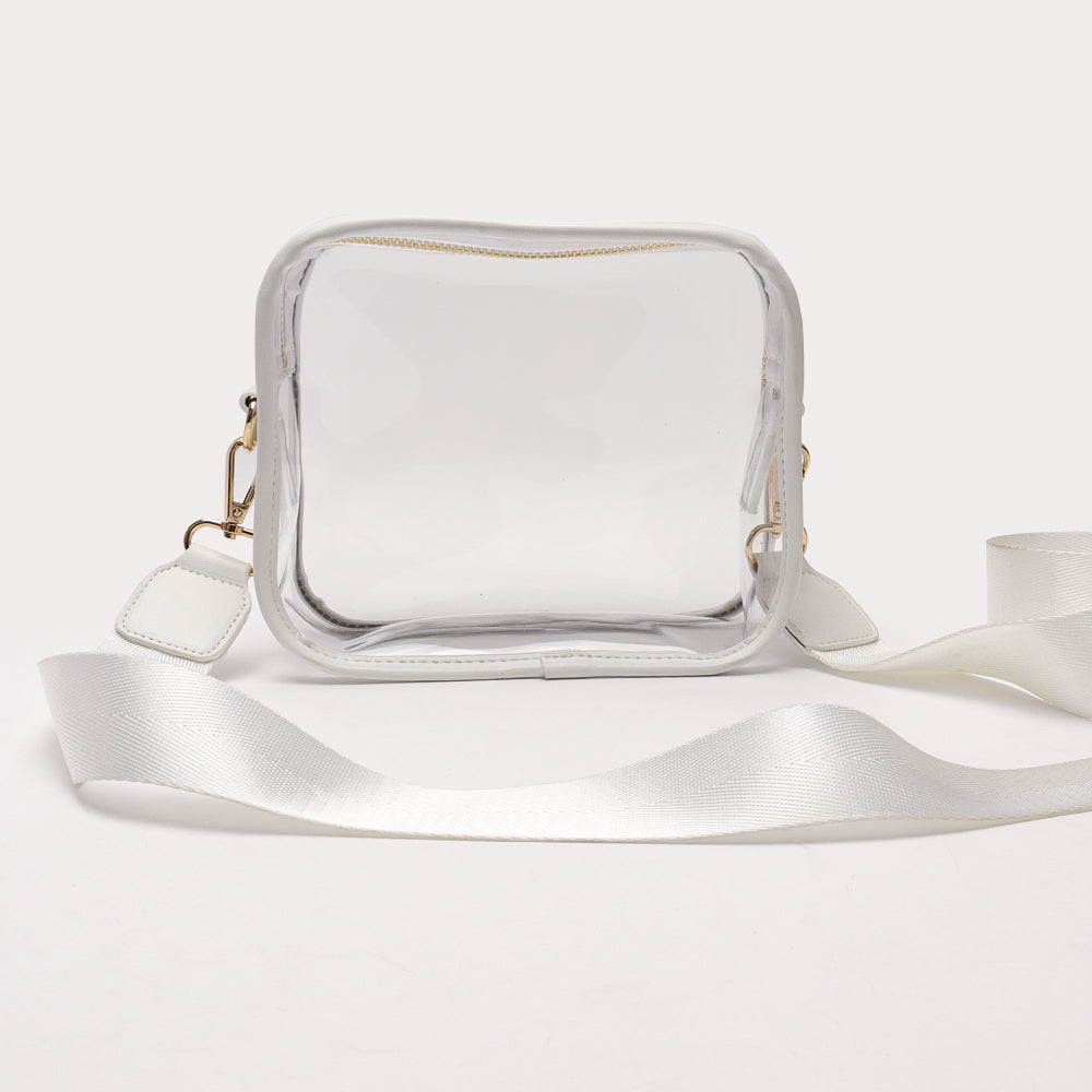 Backper Lyra Clear PVC Stadium Crossbody Sling — White