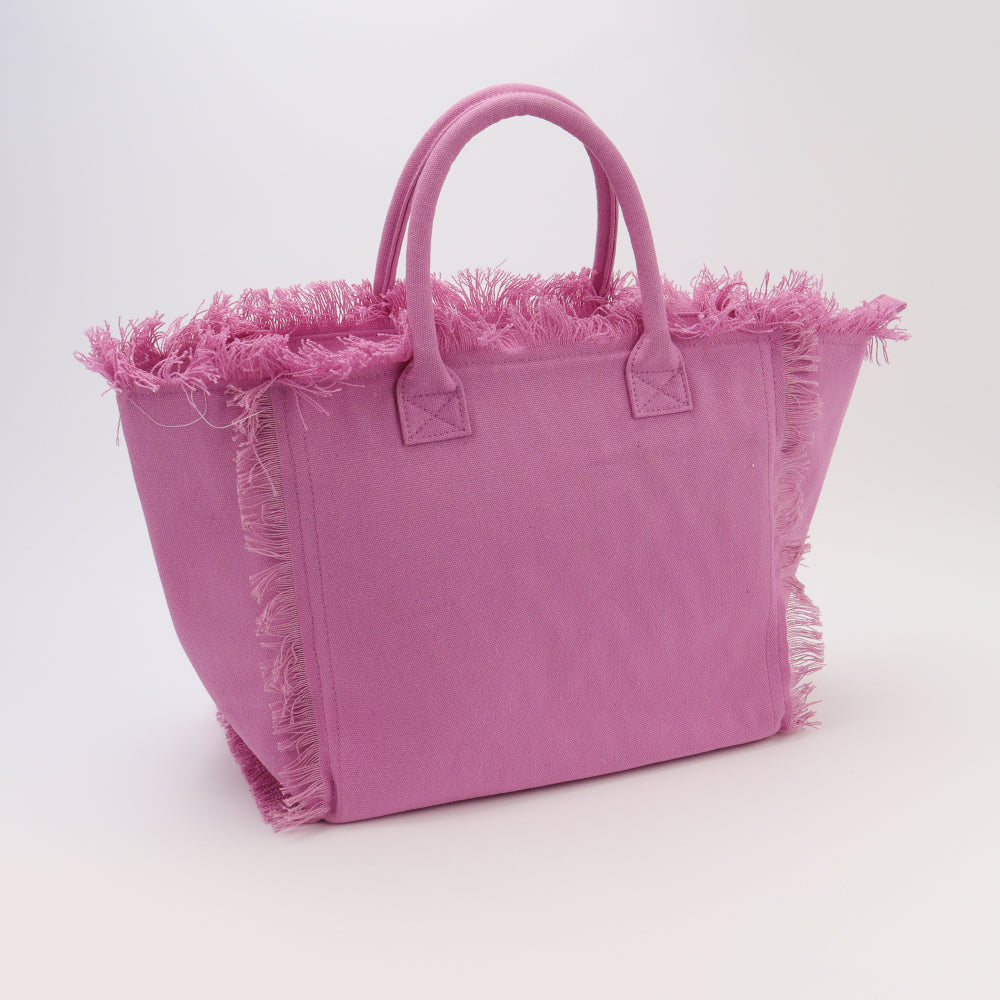 Backper Pavo Fringe Canvas Shopping & Beach Tote — Purple