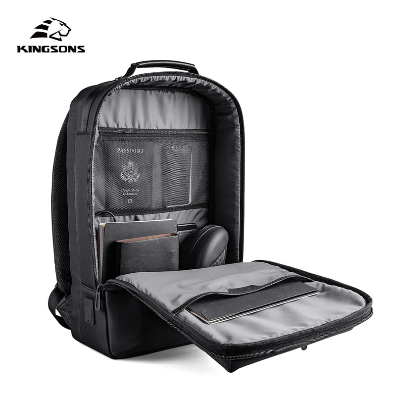 Kingsons USB charging travel backpack — back panel