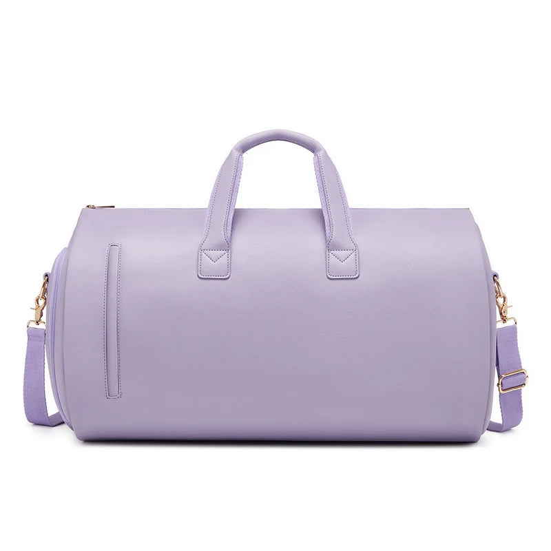 Mingao 209 PU Leather Gym Travel Duffle Bag with Shoe Compartment - Purple