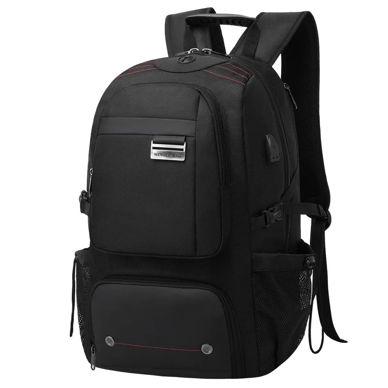 Mingao ML9117 56-77L USB Outdoor Travel Hiking Backpack - Black