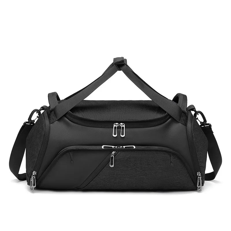 Mingao 1918 Waterproof Sports Gym Duffle Bag with Shoe Compartment - Black