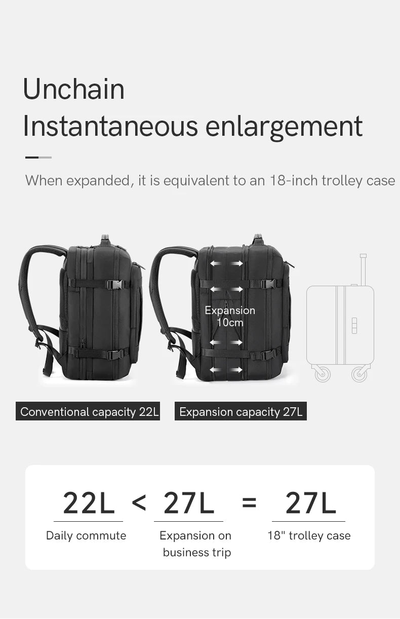 Kingsons KS3306W 17" Outdoor Air-Cushion Travel Backpack — USB Expandable Large-Capacity Laptop Bag