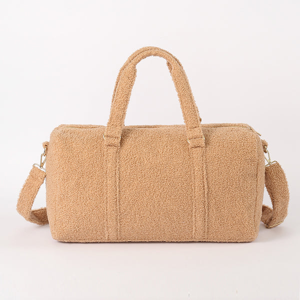 Backper Columba Furry Teddy Sherpa Weekender Duffle — Brown
